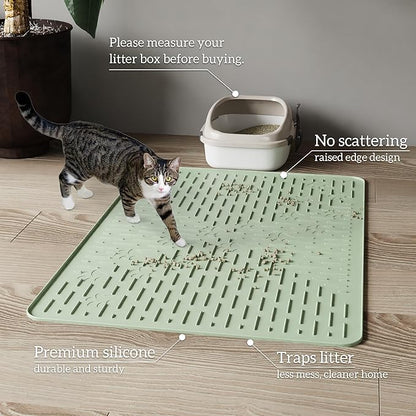 OHMO Cat Litter Mat Large Trapping Mat Premium Silicone Rubber 31.5x23.6 Sage - Image 6