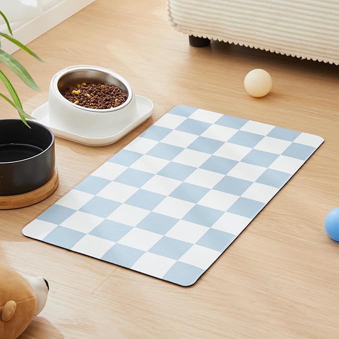 Checkered Dog Feeding Mat, Absorbent Mats by Ralxion