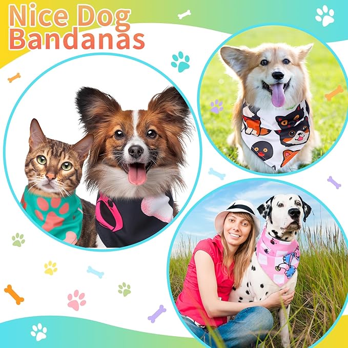 Huhumy 150 Pcs Paw Dog Bandanas Bulk Pet Bibs Colorful Triangle Scarf Pet Paw - Image 7