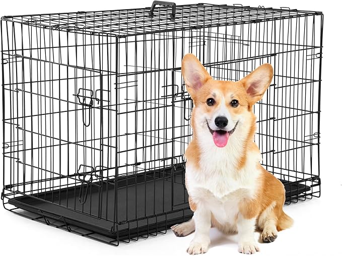 BestPet | Dog Crate | 30" | Black | Foldable Metal Kennel by BestPet