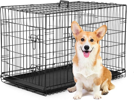 BestPet | Dog Crate | 30" | Black | Foldable Metal Kennel by BestPet