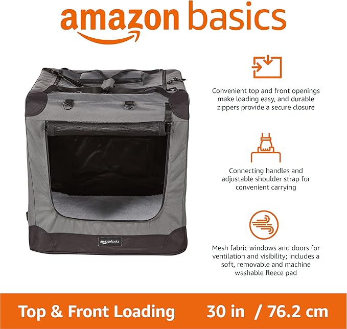 Amazon Basics Folding Portable Soft Pet Dog Crate Carrier Kennel - Image 2