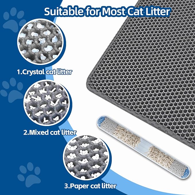 Cat Litter Mat Large Cat Litter Trapping Mat 30x24 inch Double Layer Urine and - Image 4