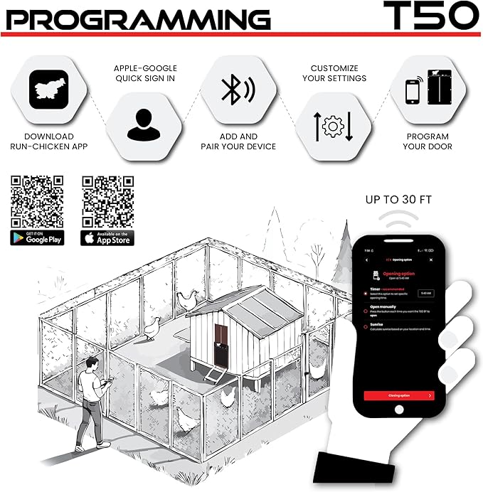 RUN-CHICKEN Door T50 – Automatic Chicken Coop Door Opener, Battery Powered & - Image 4