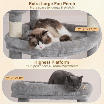 Heybly Tall Cat Tree for Large Cat, 80-inch Multi-Level Cat Tower for Indoor - Image 2