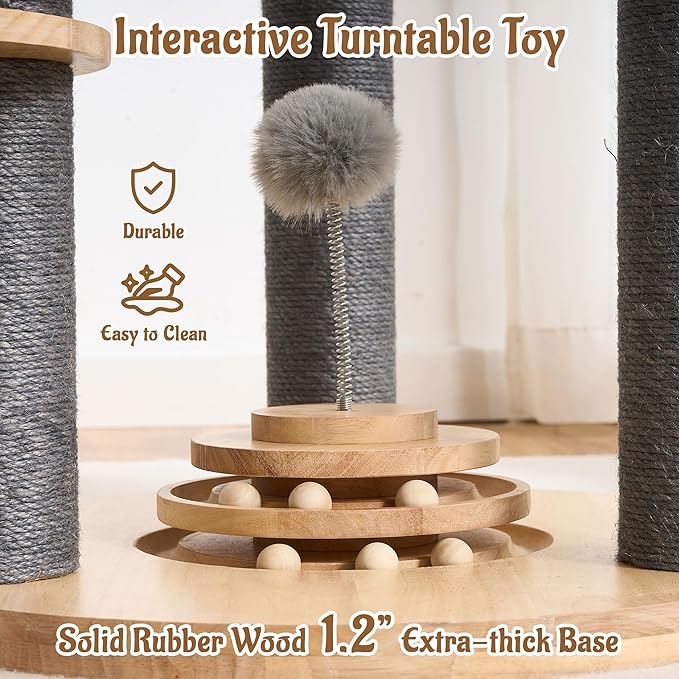 Modern Cat Tree Tower with Scratching Post, 61.5in Tall Cat Tree - Image 7