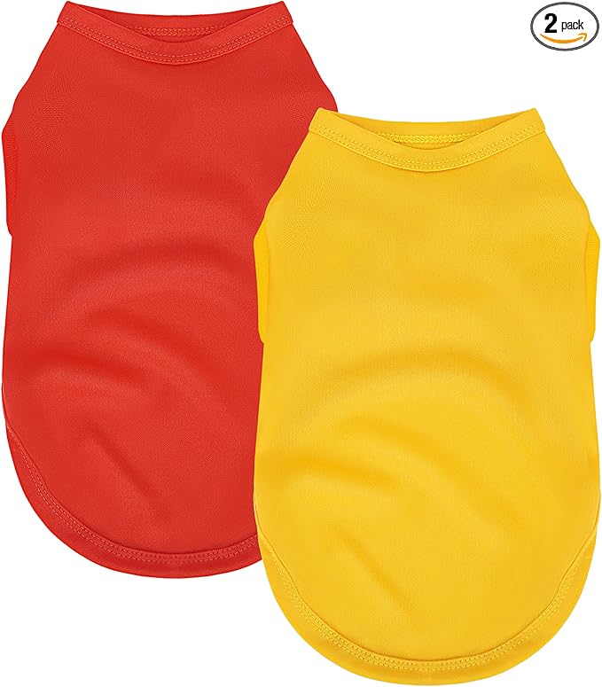 2 Pack Solid Color Dog Shirts – Lightweight, Breathable Pet T-Shirts, Durable by Unknown
