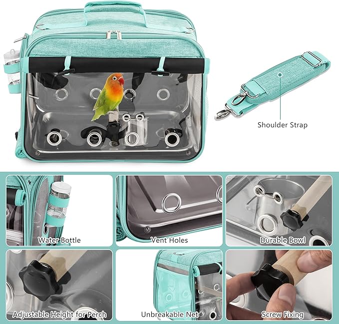 Sanmoncare Airline Approved Bird Carrier, Indestructible Stainless Steel Mesh - Image 3