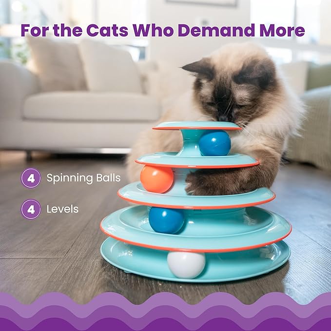 Catstages Chase Meowtain 4-Tier Interactive Cat Track Toy – 4 Spinning Balls - Image 3