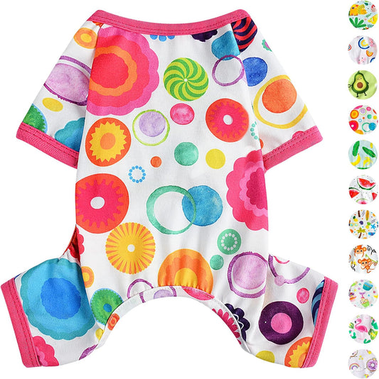 Dog Pajamas Pjs Summer Fall Dog Clothes for Small Dogs Girl - Boy - Medium Size Dogs, Soft Stretchy Puppy Clothes Doggie Onesies Cat Pet Jammies Outfit Floral Pink