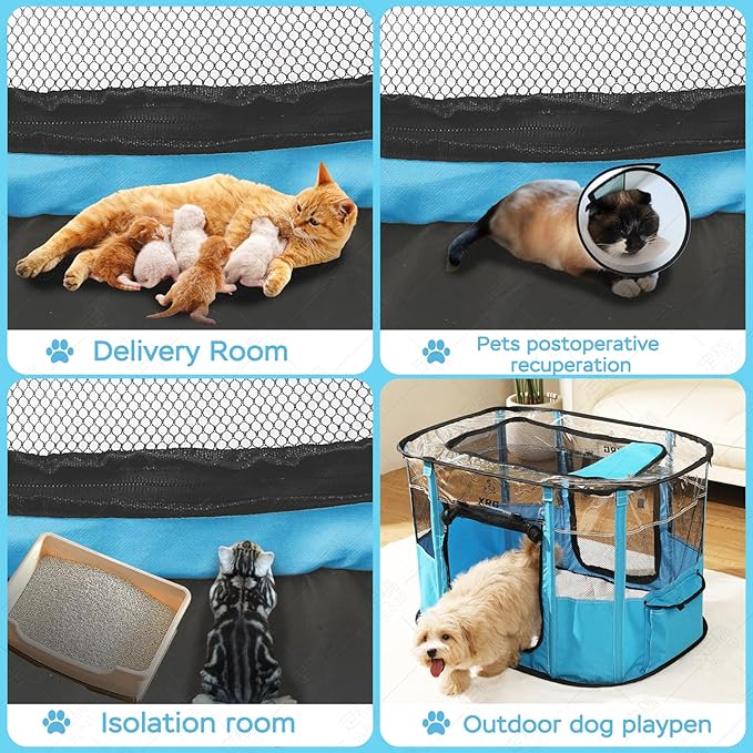 Portable Pet Playpen with Waterproof pad, Collapsible Crates Kennel Playpen - Image 7