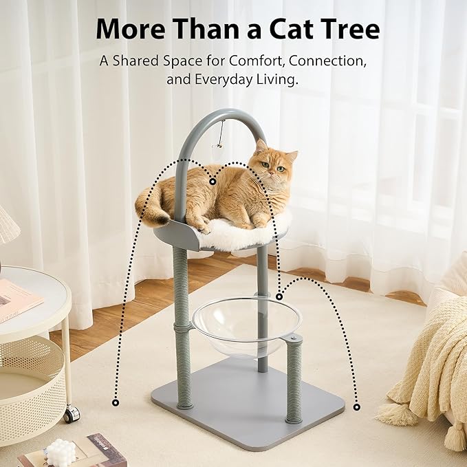 34" Modern Cat Tree Furniture, Minimalist Metal Frame Cat Tower - Image 9