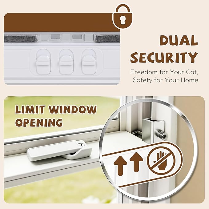 Cat Door for Window with Safety Window Lock, Adapt to Windows of Different Width - Image 4