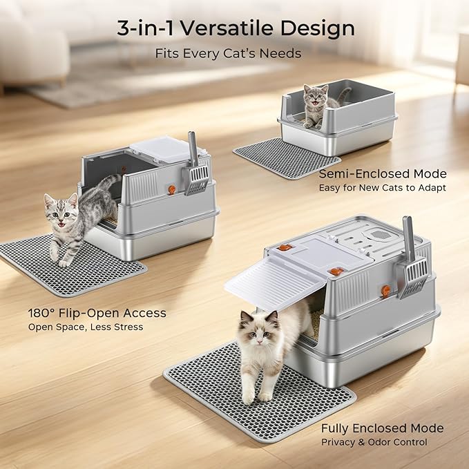 URPOWER Stainless Steel Cat Litter Box - Image 7