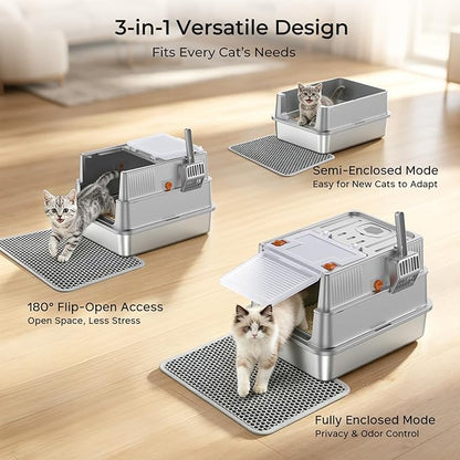URPOWER Stainless Steel Cat Litter Box - Image 7