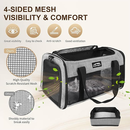 TSA Approved Pet Carrier for Small Cats and Puppies, Soft-Sided and Foldable - Image 4