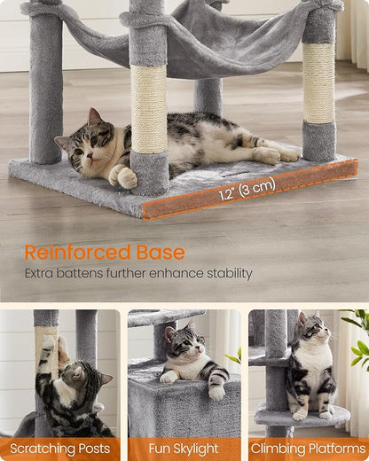 Feandrea Cat Tree, 73.2-Inch Tall Cat Tower, Plush Multi-Level Condo - Image 8