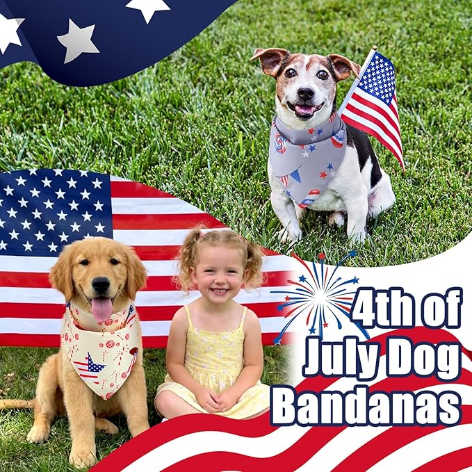 Huhumy 150 Pcs 250th Anniversary Dog Bandanas 4th of July Patriotic Pet - Image 4