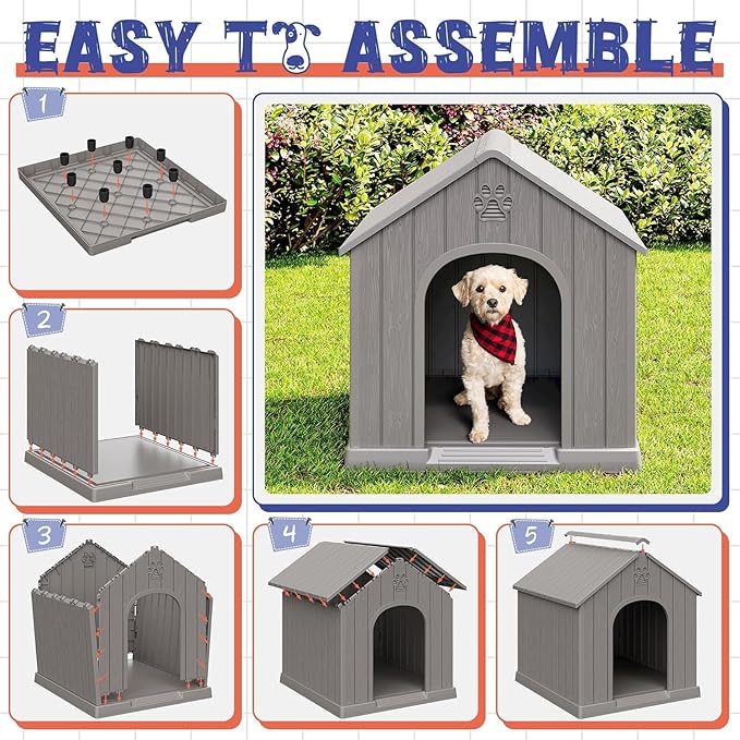 Bifanuo Dog House Outdoor Indoor, Plastic Small Dog House-Weatherproof Design - Image 7