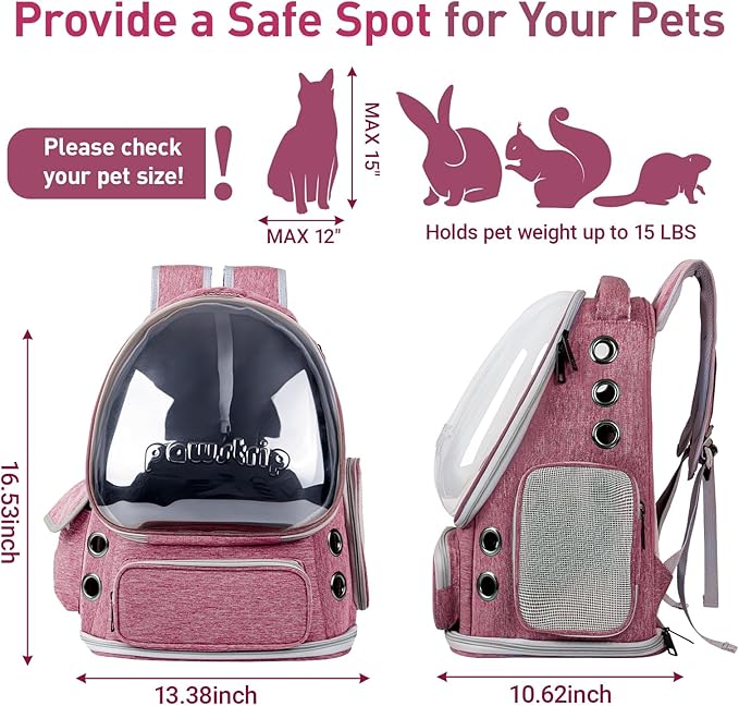 Cat Backpack Carrier with Large Space Bubble Window, Airline Approved - Image 2