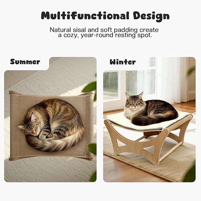 Cat Hammock Bed, Wooden Elevated Cat Beds - Image 3