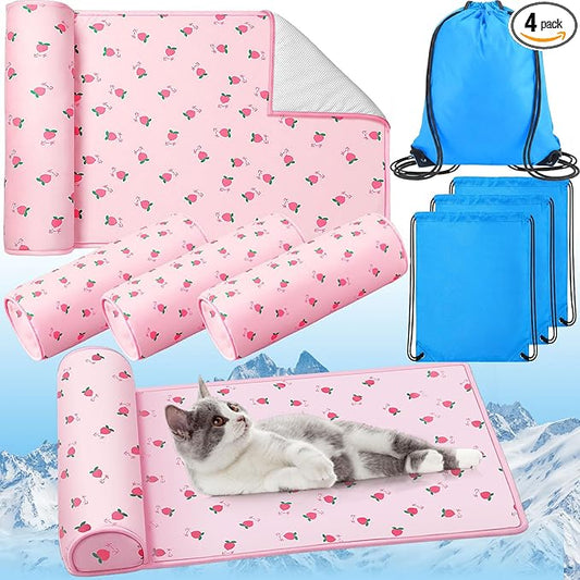 DoubleFill 4 Pack Cooling Pet Mats 23.6" x 31.5" Cooling Dog Beds by DoubleFill