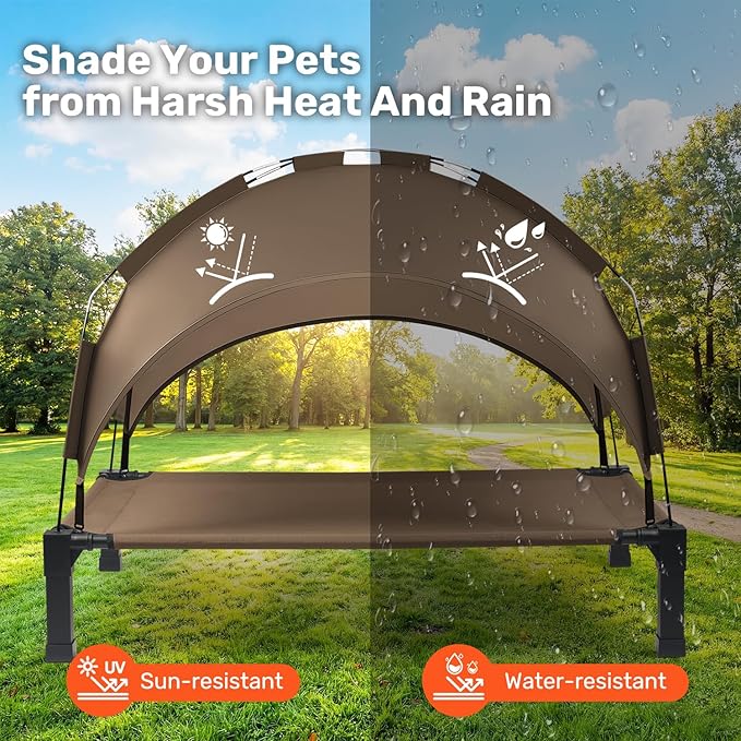 Heeyoo Elevated Dog Bed with Removable Canopy, Portable Dog Cot with Sun - Image 2