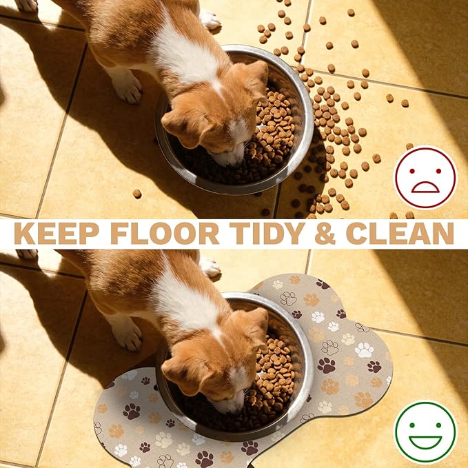 Pet Dog Cat Food Mat, Absorbent Bone Shaped Dog Bowl Mats - Image 7