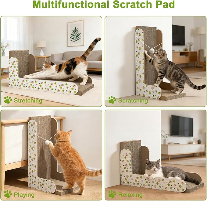 TIMHAKA Cat Scratcher, 22.7 Inch L-Shaped Cat Scratching Board - Image 3