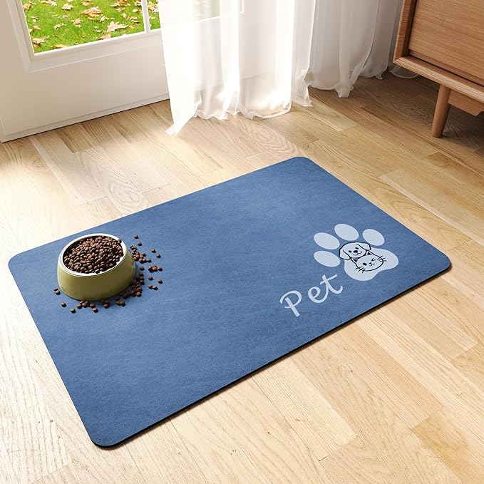 Dog Cat Feeding Mat-Absorbent Pet Bowl Mat by RUEYA