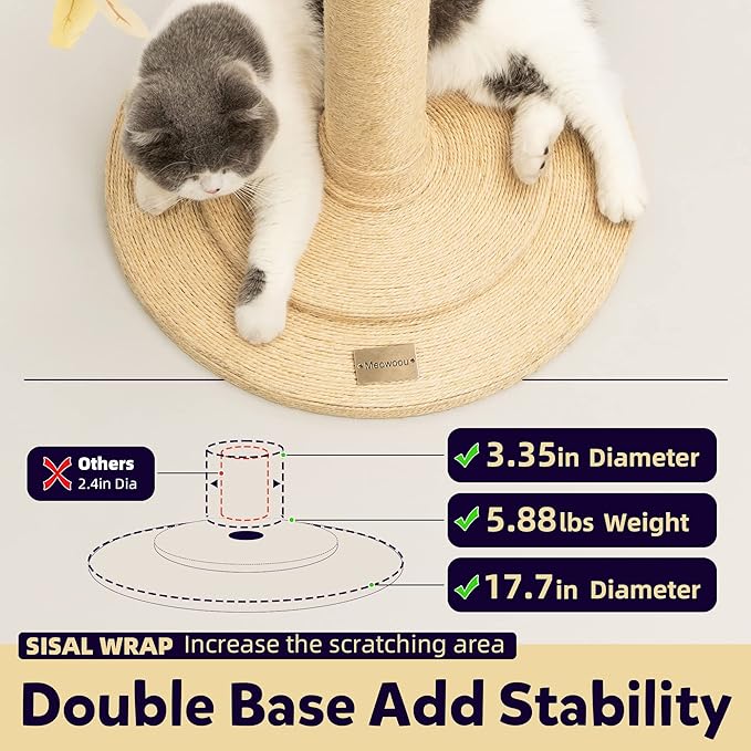 Meowoou Cat Scratching Post for Indoor Cats Adults 42 Inch Tall Cat Scratcher - Image 4