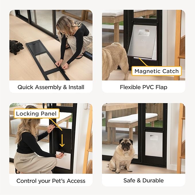 Hakuna Pets Black Glass Patio Pet Door - Image 7
