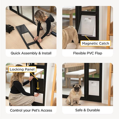 Hakuna Pets Black Glass Patio Pet Door - Image 7