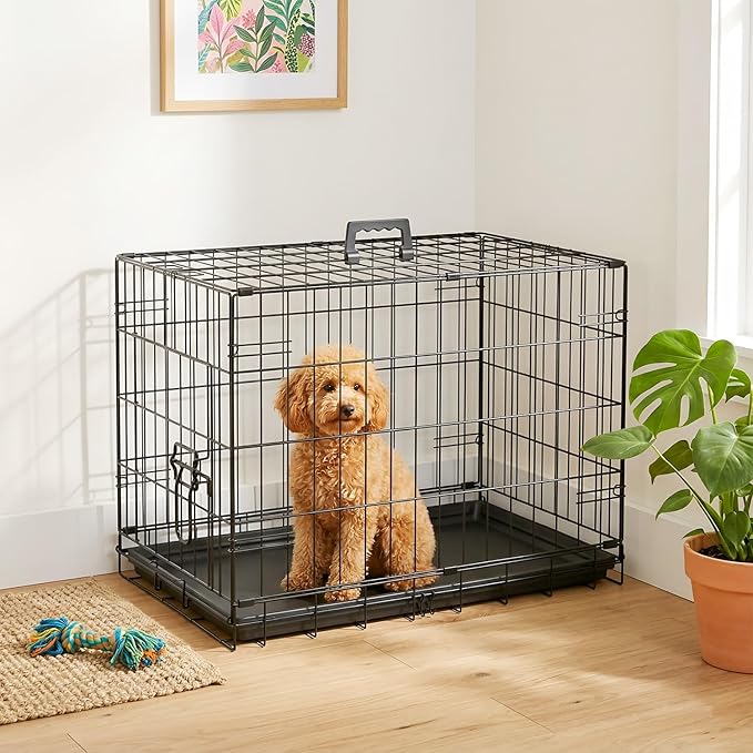 FDW Dog Crate 24-Inch Dog Cage Single Door Foldable Metal Kennel - Image 2