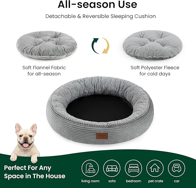 Love's cabin Round Donut Cat and Dog Cushion Bed, 30in Pet Bed - Image 3