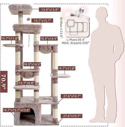 Heybly Cat Tree, 71-Inch Tall Cat Tower - Image 7