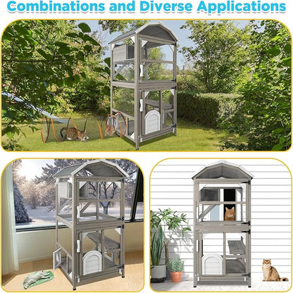 Gowoodhut 71'' Large Cat House Outdoor Catio Enclosures Indoor Kitten Cages - Image 7
