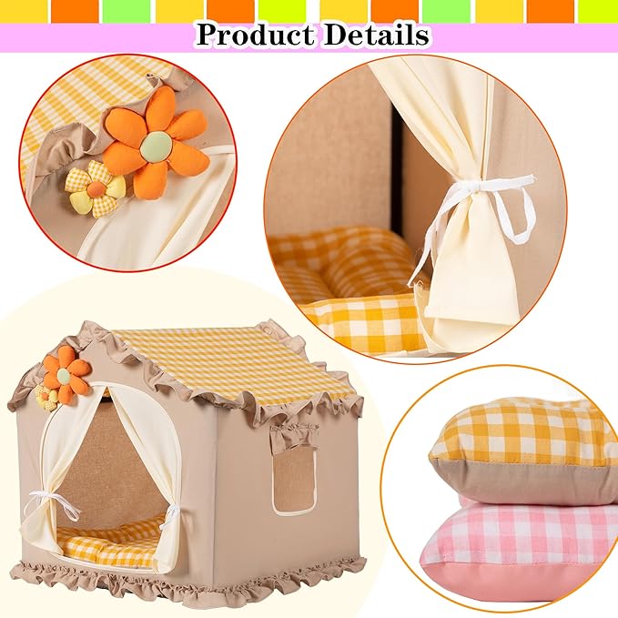 Yellow Indoor Cat House with Frame and Princess Style Cat Houses - Image 5