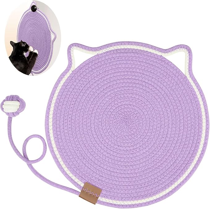 Letalong Cat Scratcher Mat, Natural Cotton Rope Cat Scratch Pad, 15.7'' Round by LetalongPetSupplies