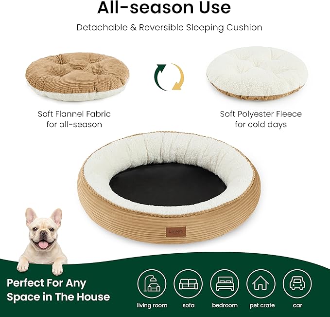 Love's cabin Round Donut Cat and Dog Cushion Bed, 30in Pet Bed - Image 3