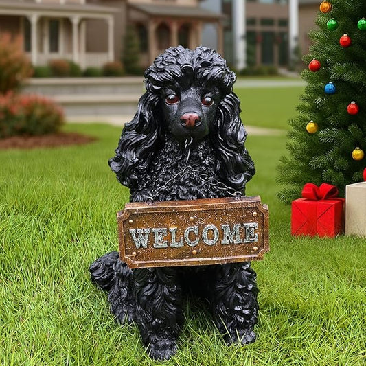 Black Poodle Dog Garden Statue by Sprgarde
