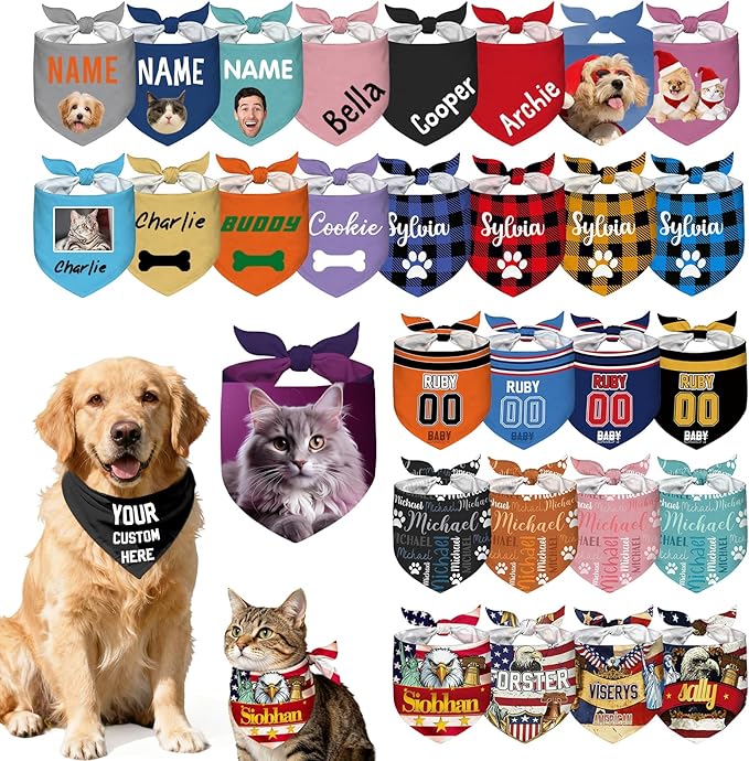 Custom Dog Bandana Personalized Name Logo Photo Text Dog Scarf Customized by Unknown