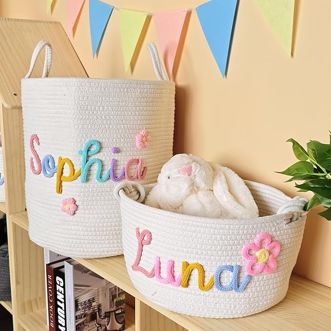 JUPPE Pet Dog Basket with Personalized Name, Dog Toys Storage Organizer Custom - Image 9