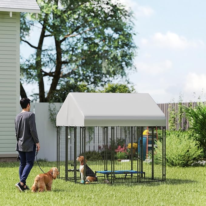 PawHut Outdoor Dog Kennel with Roof, UV-Resistant & Waterproof Cover, - Image 2