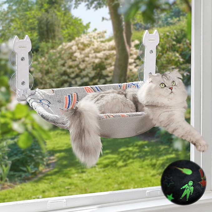 HiPetpy Cat Window Perch, Glow in The Dark Foldable Cat Hammock by HiPetpy