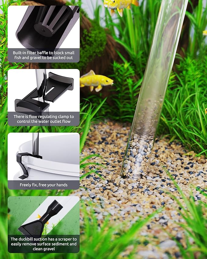 Aquarium Vacuum Gravel Cleaner Adjustable, Aquariums Siphon Fish Tank Cleaner - Image 4