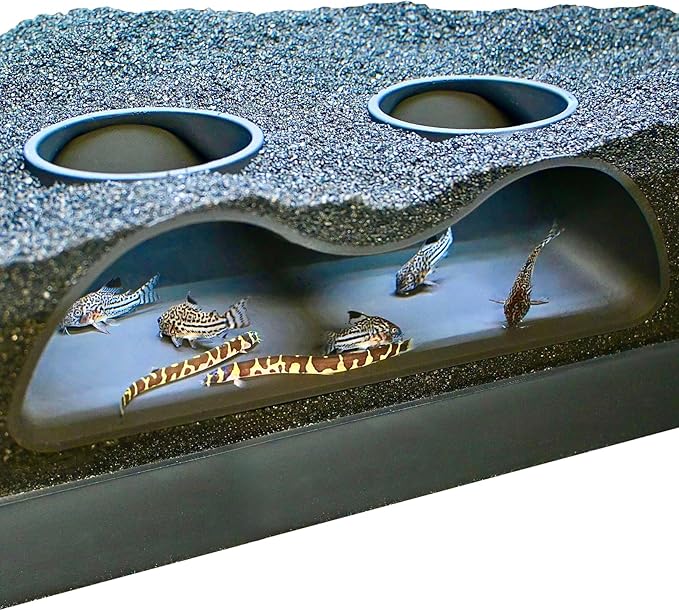 Lucky Critter Aquarium Underground Tunnel Cave Natural Curve Two Hole | Viewing by LuckyCritterCo