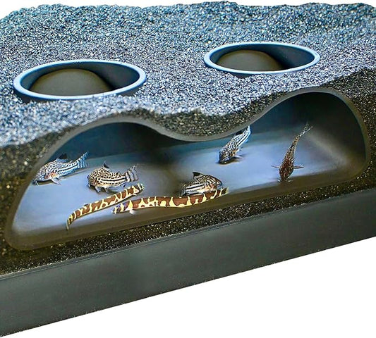 Lucky Critter Aquarium Underground Tunnel Cave Natural Curve Two Hole | Viewing by LuckyCritterCo