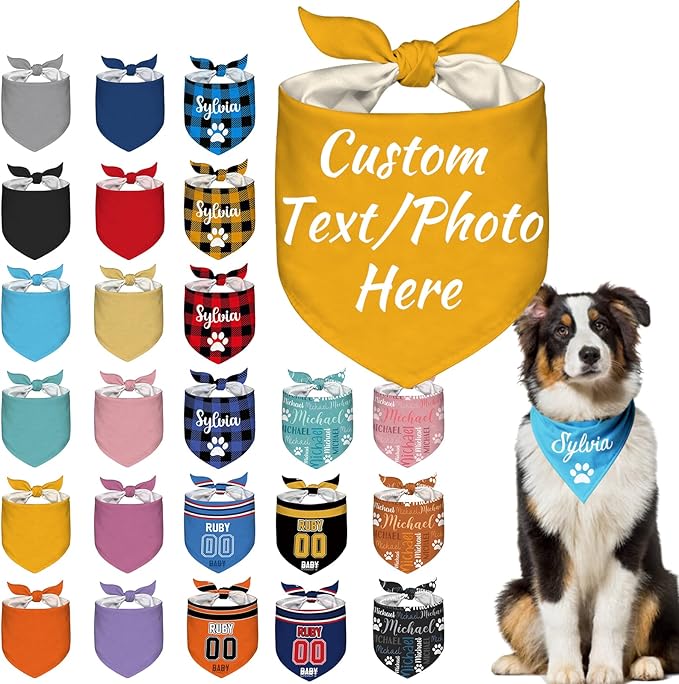 Custom Dog Bandana Personalized Puppy Bandana Customized Name Neckwear Bandanas by Aolun