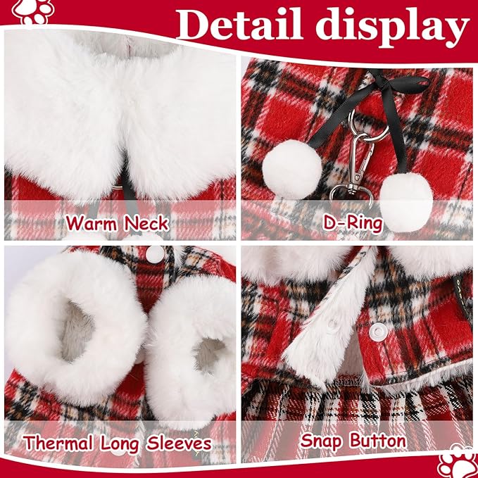Sebaoyu Dog Sweater Dress, Winter Cute Warm Fleece Dog Sweater Dresses - Image 3